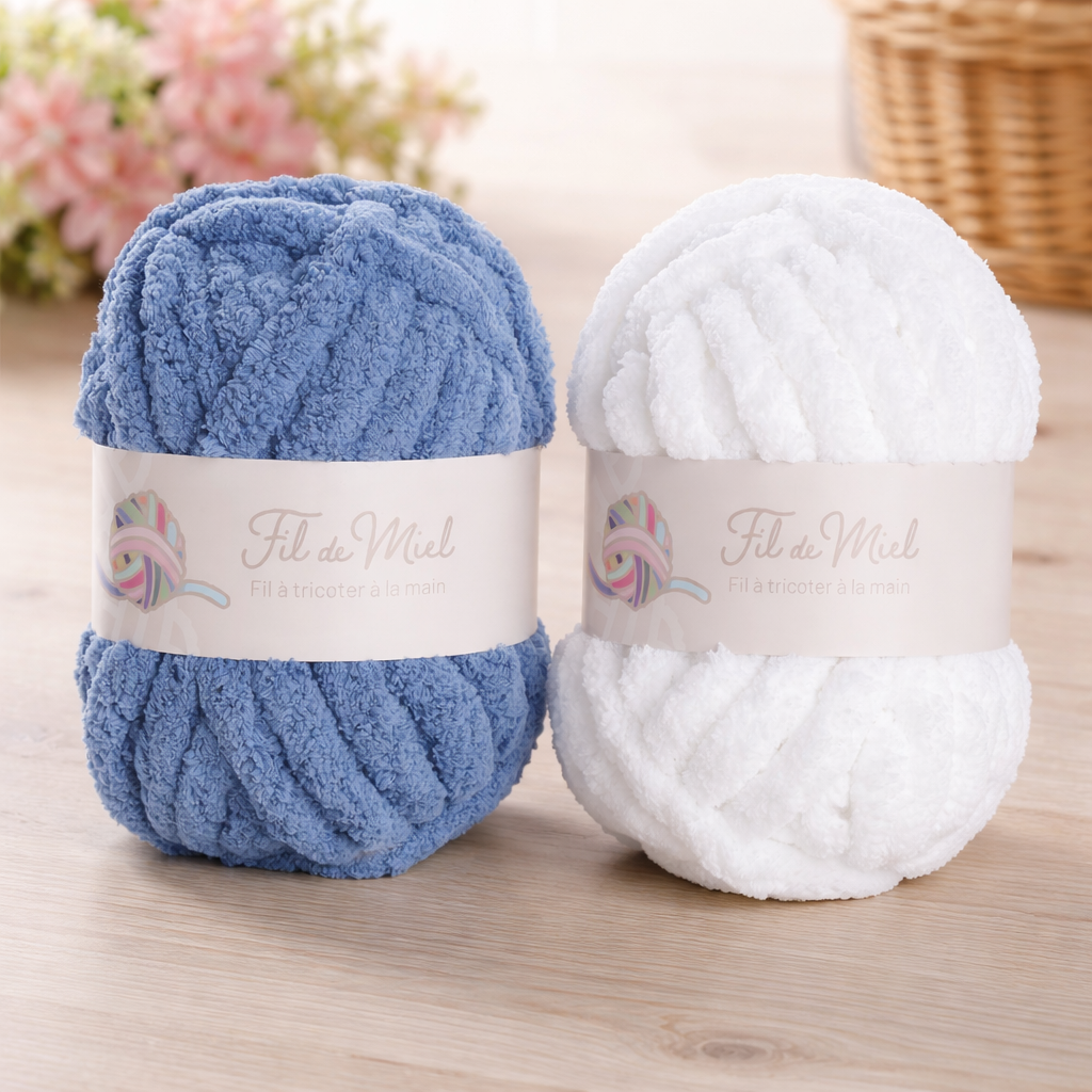 Couleur bleu, perle et blanc, Neige de la marque, fils de miel