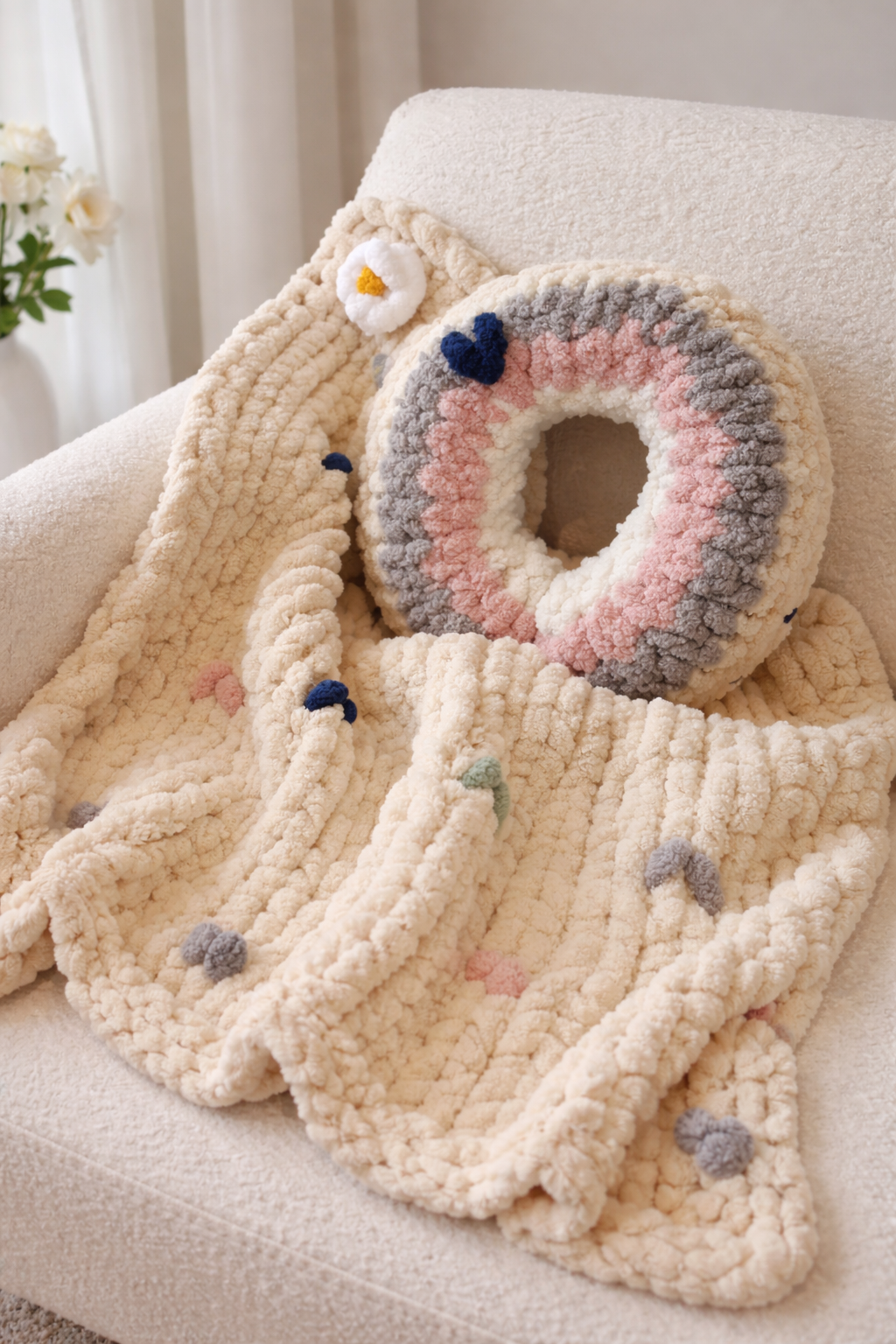 Tutoriel PDF - Coussin tour de cou en fil XXL