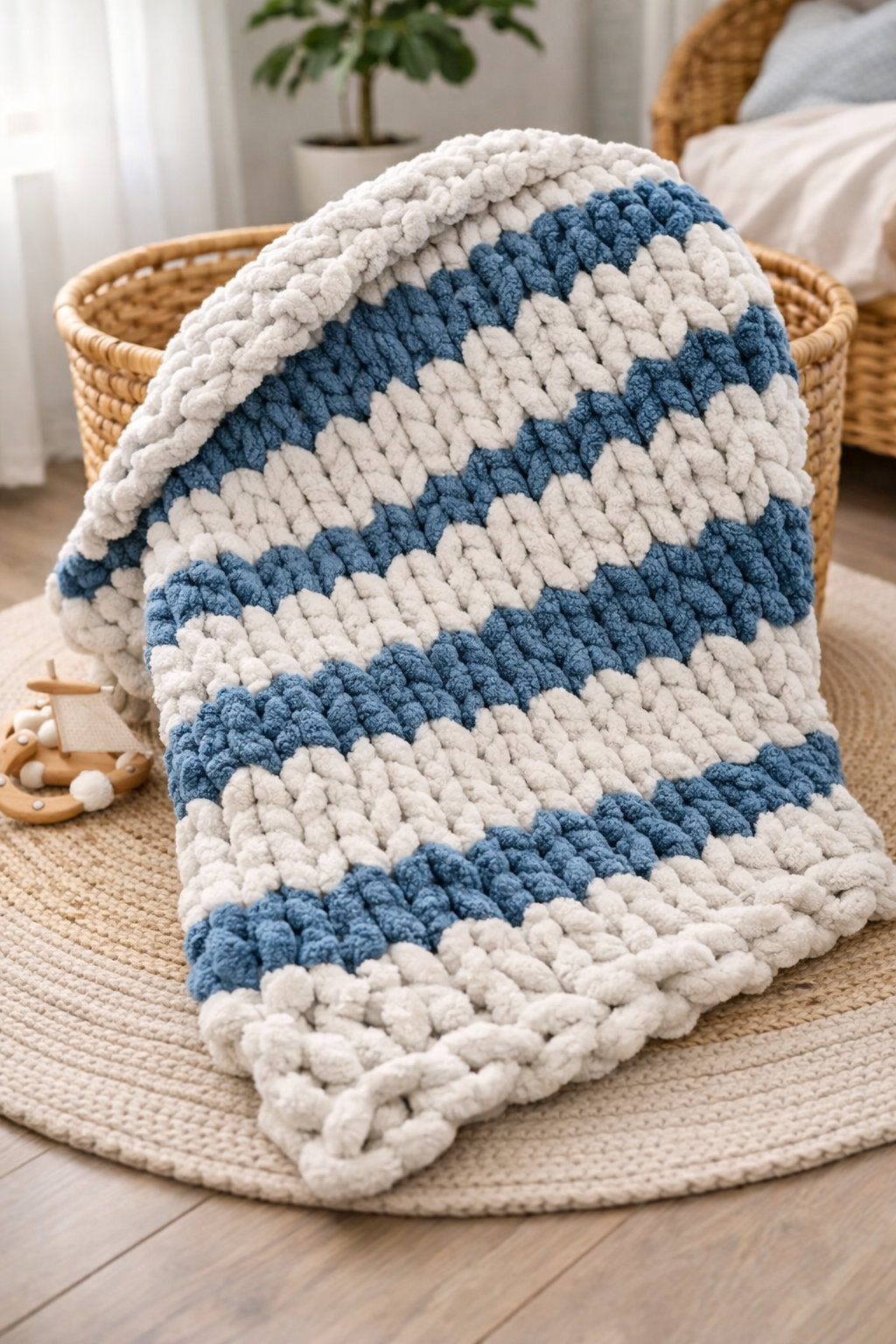 couverture bébé Bleu Perle Fil de Miel